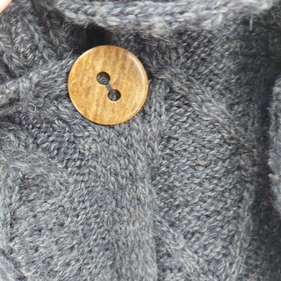 Aran Woollen Mills Carraig Donn Irish Cardigan Gray Cableknit Size Large - Picture 3 of 7